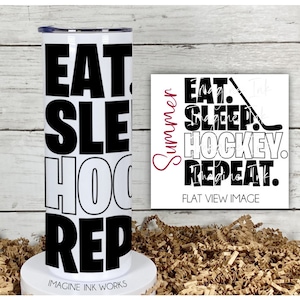 Tumbler Hockey Eat Sleep Sports 20oz Skinny Tumbler - Sports Hockey Puck Teams Waterbottle Stainless Steel Water Bottle Cup Mug