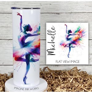 Tumbler Dance Bright Rainbow 20oz Skinny Tumbler - Sports Ballet Rap Contemporary Waterbottle Stainless Steel Water Bottle Cup Mug