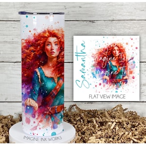 Tumbler Merida 20oz Skinny Tumbler - Disney Character Princess Waterbottle Stainless Steel Water Bottle Brave Red Hair Archery Cup Mug