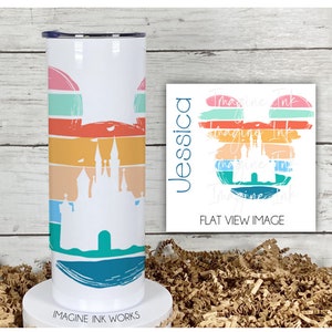 Tumbler Castle in Mickey Head 20oz Skinny Tumbler - Rustic Beach Colors Waterbottle Stainless Steel Water Bottle Cup Mug
