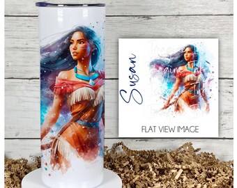 Tumbler Pocahontas 20oz Skinny Tumbler - Disney Character Princess Waterbottle Stainless Steel Water Bottle Captain John Smith Cup Mug