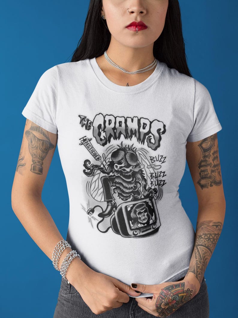 The Cramps Punk Psychobilly T-Shirt, Buzz Human Fly Design image 1