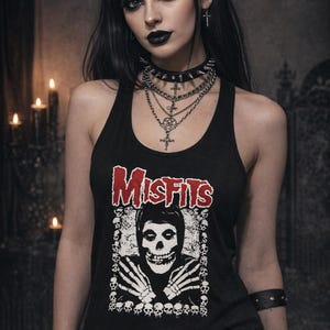 Misfits Punk Rock Racerback Tank Top, Horror Music Fan Apparel