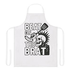 Apron, Punk Rock Dad Grilling BBQ Cooking, Alternative Chef Kitchen Wear, Father's Day Gift, 5-Color Straps, Music Lover Cook Present