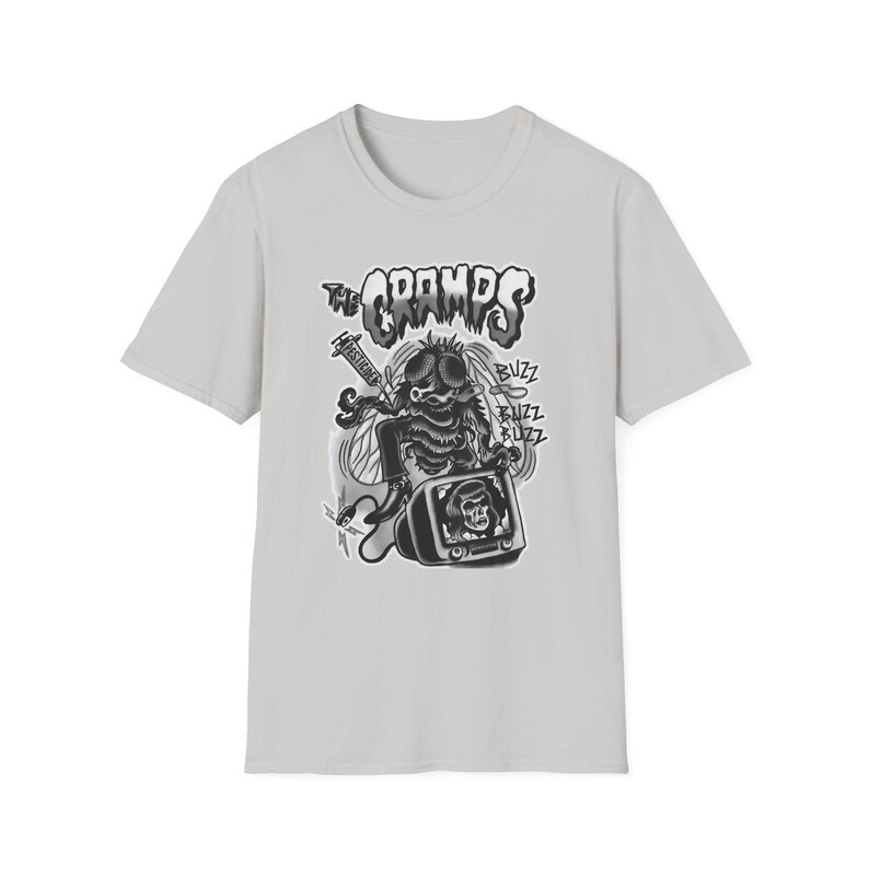 The Cramps Punk Psychobilly T-Shirt, Buzz Human Fly Design image 3