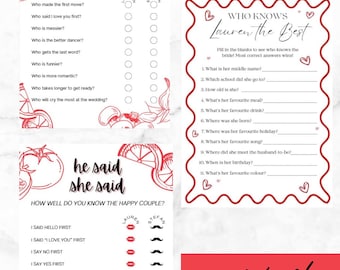 Bridal Shower Game Package Bundle, Bachelorette Games Bundle, Downloadable Editable