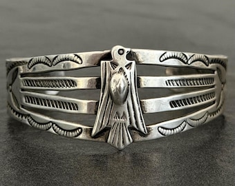 Fred Harvey Era Copper Thunderbird Cuff Bracelet Navajo Arrows