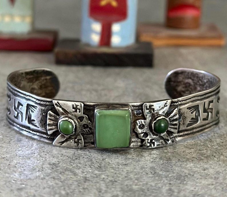 Old Pawn Vintage Fred Harvey Era Navajo Turquoise Whirling Log ...