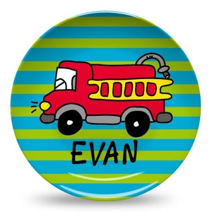Microwave Safe Dinnerware Plate-Firetruck