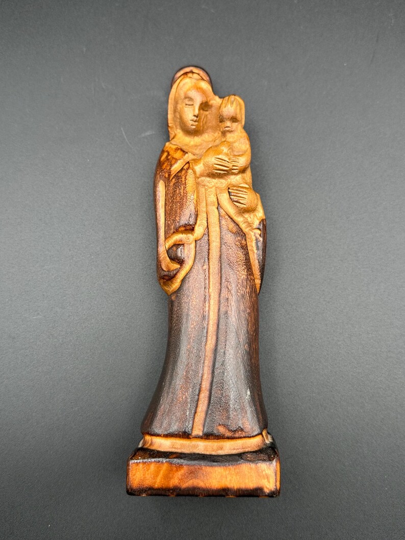 Madonna & Child Virgin Mary Baby Jesus Hand Carved Religious Wooden ...