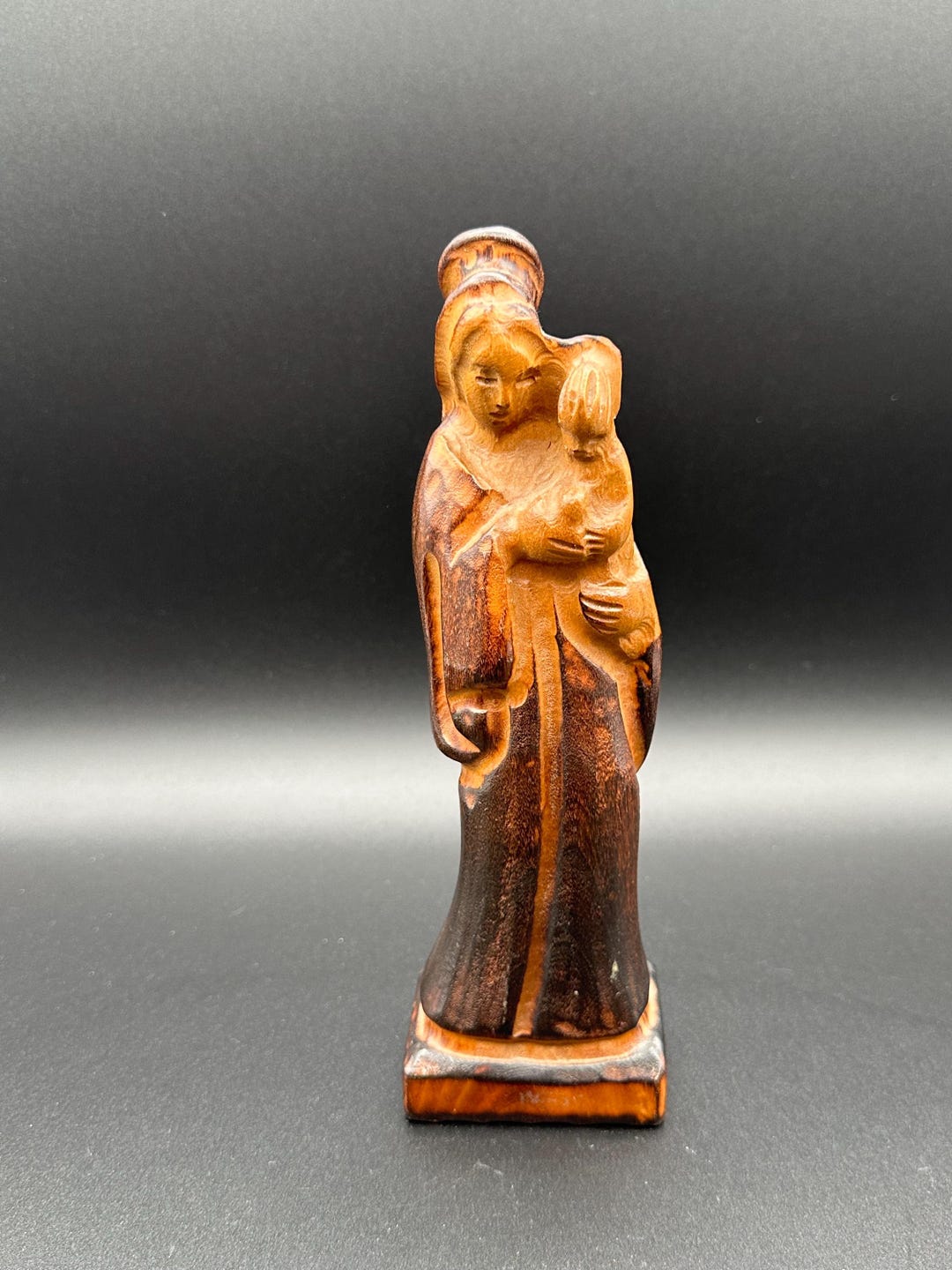 Madonna & Child Virgin Mary Baby Jesus Hand Carved Religious Wooden ...