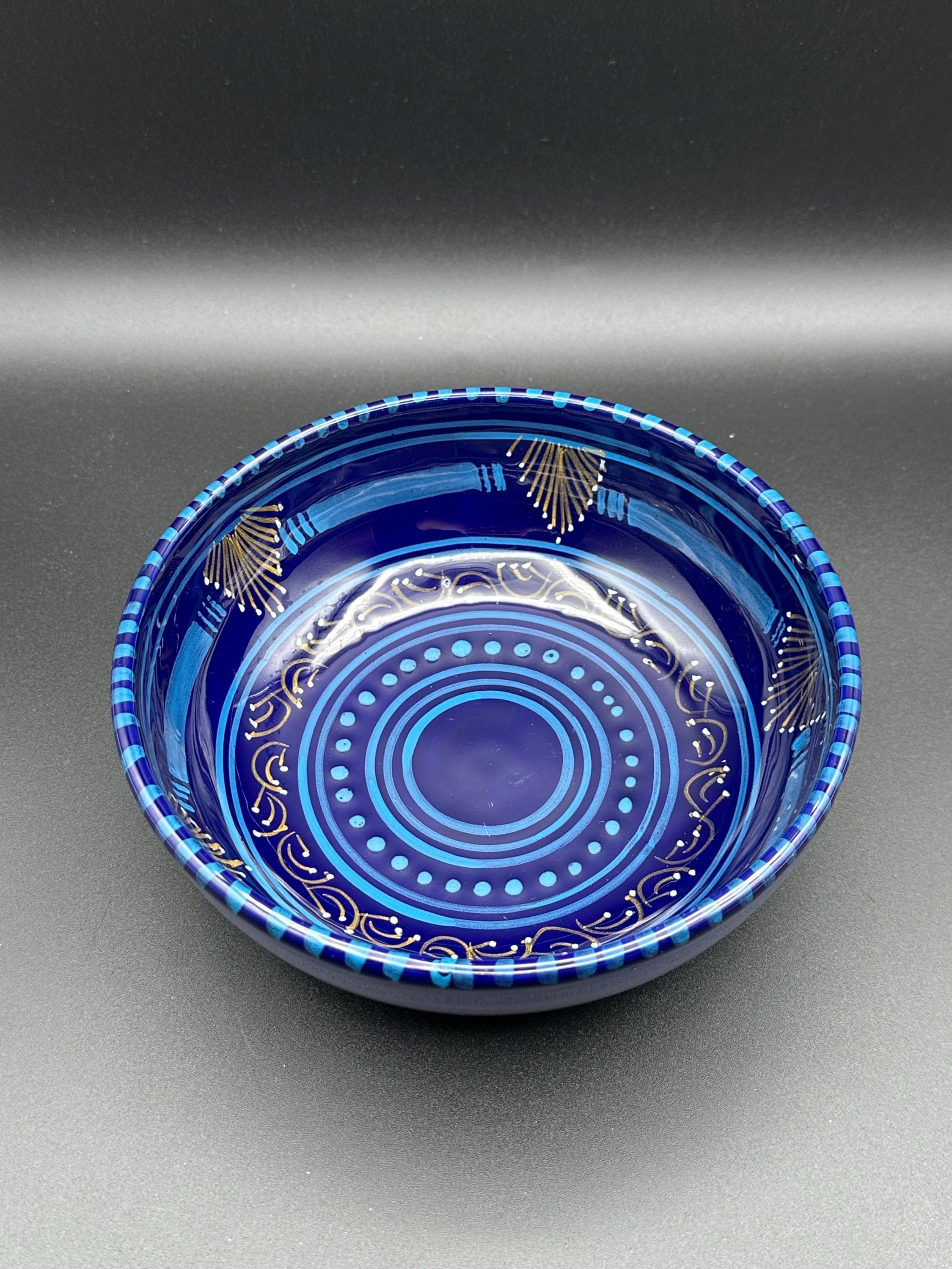 Bol en poterie bleu d'Afrique du Nord peint à la main