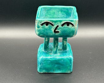 Vase double face bleu sarcelle fait main