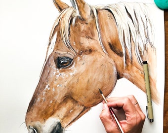Custom Horse, Cow, Donkey, Pig Animal Pet Portrait Painting