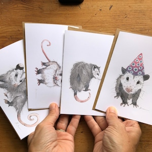 Opossum Possum Blank Greeting Card, Note Card, Thank you, Birthday, Woodland