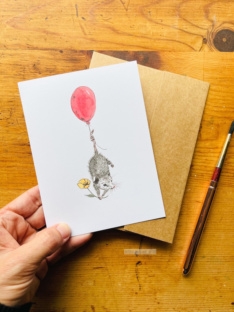 Geburtstag Opossum Possum feiern leere Grußkarte, Note-Karte, Danke, Freundschaft Bild 3