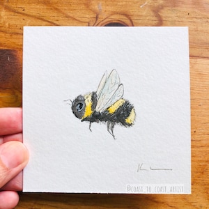 PRINT or ORIGINAL Bumble Bee Watercolor