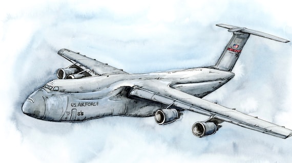 C5 Plane Print, Pilot, Air Force, USAF Westover Reserve