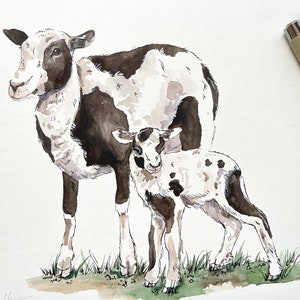 Original: Sheep Spotted Merino Lamb Baby Painting Dorset and Barbados Cross image 4