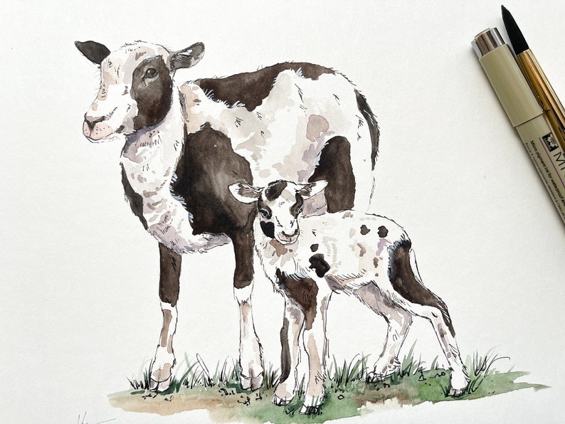 Original: Sheep Spotted Merino Lamb Baby Painting Dorset and Barbados Cross image 4