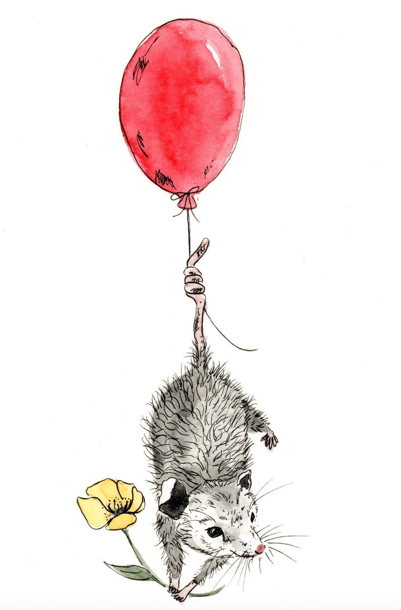 Geburtstag Opossum Possum feiern leere Grußkarte, Note-Karte, Danke, Freundschaft Bild 2