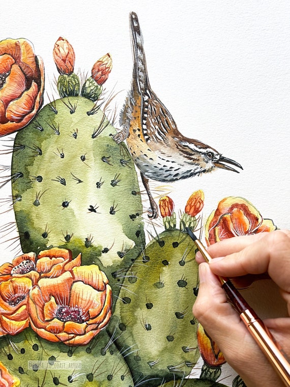 Cactus Wren Watercolor Print: Sonoran Desert Bird Art - Etsy