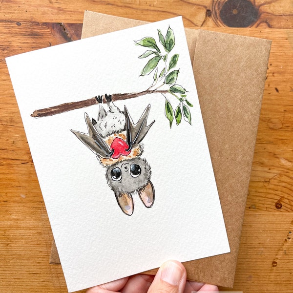 I’m batty for you Friendship Love Bat Blank Greeting Card, Note Card, Thank you, Woodland Valentines Day