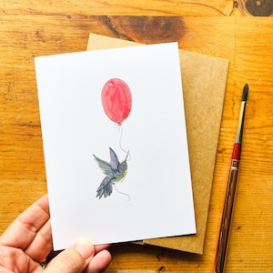 Anniversaire Hummingbird Bird Célébrer carte de vœux vierge, carte de note, merci, amitié