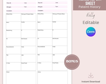 Editable 2 Patient Nurse Report Sheet, Nursing ICU, Nurse Brain Sheet, Med Surg Report Sheet, Multiple Patient Report Sheet, Nursing Handoff