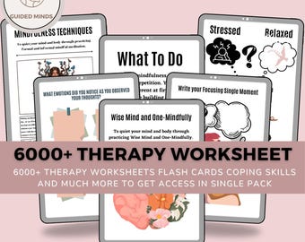Therapy worksheet bundle, Psychology resources, Inner critic, Boundaries, Trauma, Acceptance Therapy, Safety Plan, Planner, Affirmations,GAD