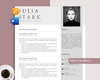 Bewerbungsvorlagen Word and Pages, Lebenslauf Muster 2025 Bewerbung, Lebenslauf Vorlage,  Lebenslauf Deutsch Vorlagen für Job & Karriere
