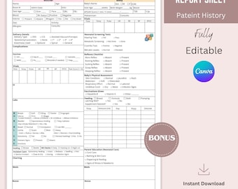 Editable Mother Baby Nurse Report Sheet Medsurg, Postpartum Nursing Report Sheet Nurse Shift Handoff, Labor and Delivery Nurse Brain Sheet