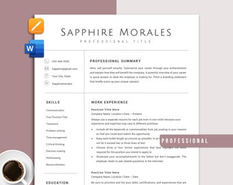 Professional Resume Template Word and Pages, 1-3 Page Resume Template, Cover Letter & References Template, Modern Minimalist CV Template