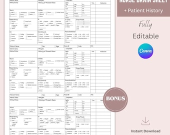3 Patient Nurse Report Sheet Editable, Nursing ICU, Nurse Brain Sheet, Med Surg Report Sheet, Multiple Patient Report Sheet, Nursing Handoff