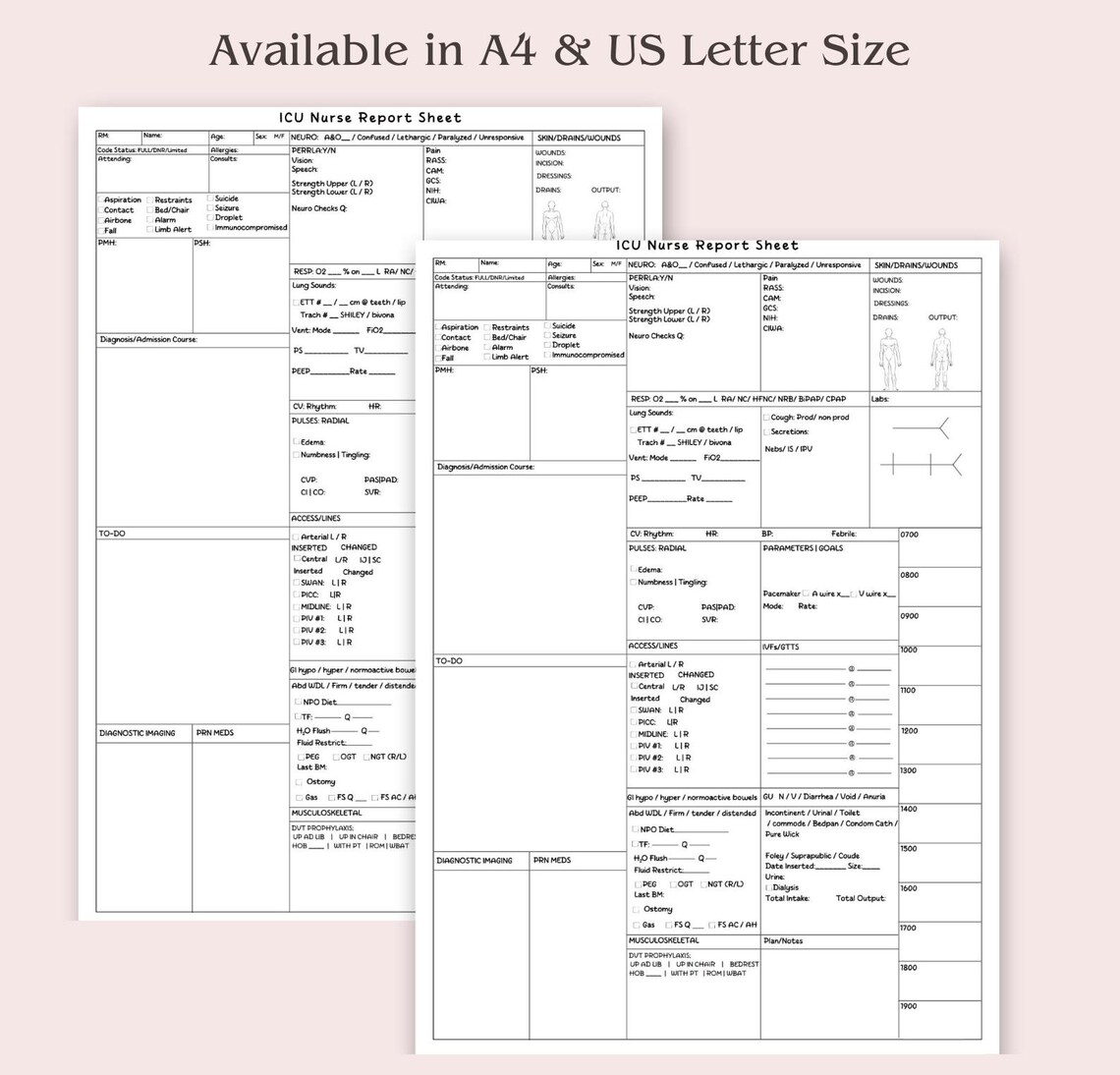 ICU Nurse Report Sheet, Editable Nurse Sheets, Nurse Report Sheet ...