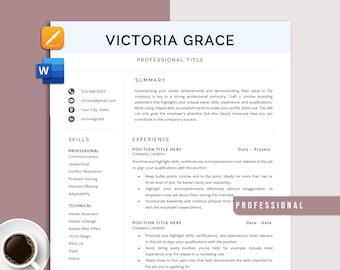 Professional And Modern Resume Template Word, Mac Pages, 1-3 Page Resume Template, Cover Letter & References Template, CV Template For Word