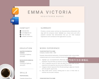 Nurse Resume Template Word and Apple Pages, Nursing Resume, LPN Resume, RN Resume, Medical Resume, Physician Assistant Resume for Nurse