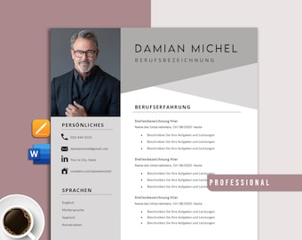 Lebenslauf Vorlage Word and Pages | Bewerbungsvorlagen 2025 | Moderner Lebenslauf Deutsch für Job & Karriere | Professionell | Editable