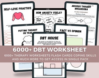 6000+ DBT Worksheets , DBT bundle, DBT Cheat Sheet, Dbt Skills, Dbt workbooks, Emotional regulation, dbt Journal Prompts, Dbt Handout,