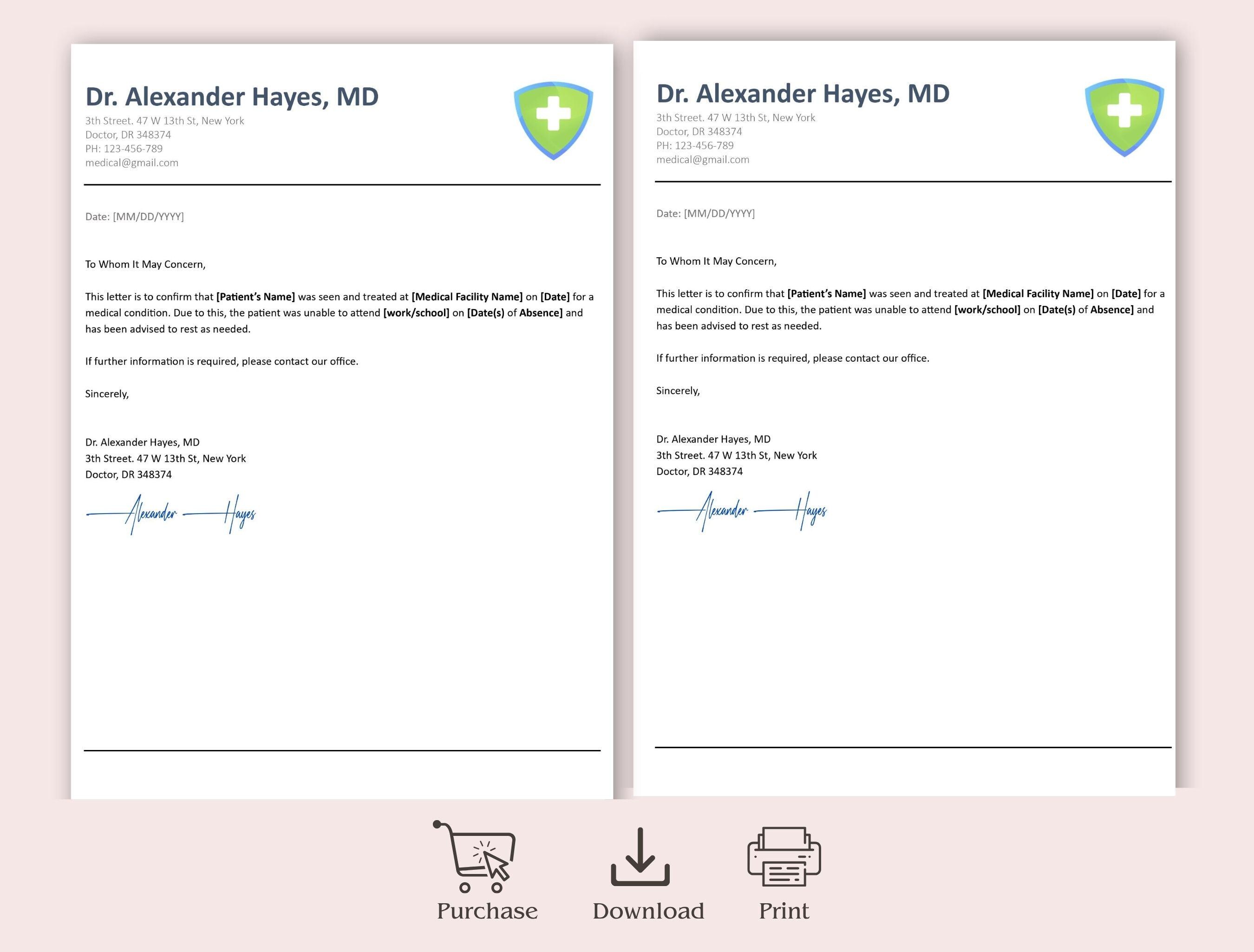 Absence Note, Editable Return to Work Note, Dr Excuse Note, Dr Note ...