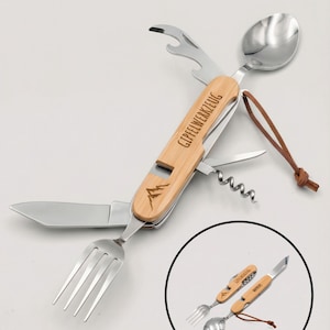 Personalisiertes Gipfelwerkzeug mit Name – Multitool Besteck für Wandern, Bergsteigen & Outdoor Geschenk