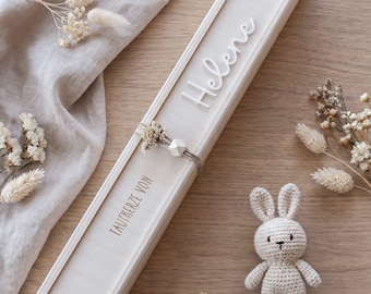 Personalisierte Kerzenbox für Taufkerze aus Holz - Taufgeschenk mit Name | Erinnerung zur Taufe & Kommunion