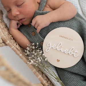 Meilensteinkarten aus Holz, Newborn, Babybauch, Fotoshooting, Gravur, Baby, Geburt, Acryl, zweilagig, 10er Set