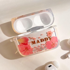 Real Pressed flowers Handmade Airpods  1 2 3 pro case custom name pressed flower AirPods case personalized gifts for her, Air pods Case