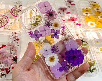 Pressed Real Flower, Dried Fruit, Floral Phone Case, iPhone 17 E ,16 E ,15,14, Plus 13,12, Pro Max, Samsung Galaxy S 23 24 25 26 Ultra Cases