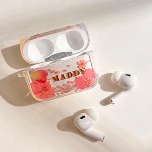 Real Pressed flowers Handmade Airpods  1 2 3 pro case custom name pressed flower AirPods case personalized gifts for her, Air pods Case