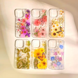 Cute Butterfly Pressed real dried Flower Custom Phone Case iPhone 17 16 E 15 14 plus 13 12 Pro Max Samsung Galaxy S 25 24 23 floral Cases