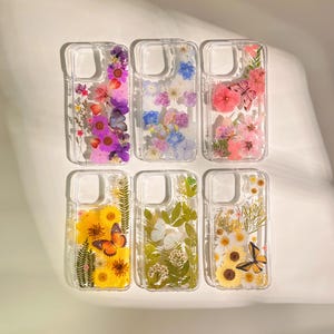 Pressed real dried Flower with Cute Butterfly floral Phone Case iPhone 17 Air 16 E 15 14 plus 13 12 Pro Max Samsung Galaxy S 25 24 23 22