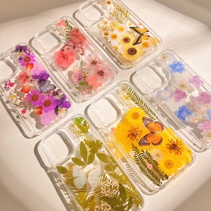 Pressed real dried Flower Butterfly Phone Case iPhone 17 16 E 15 14 plus 13 12 Pro Max Samsung Galaxy S 25 24 23 floral Flowers Cases