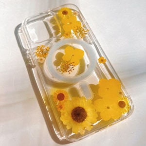 Custodia trasparente con fiori pressati MagSafe per iPhone 17 Air 16 e 15 14 13 12 Pro Max e custodie Ultra Floral per Samsung S 23 24 25 26 immagine 11